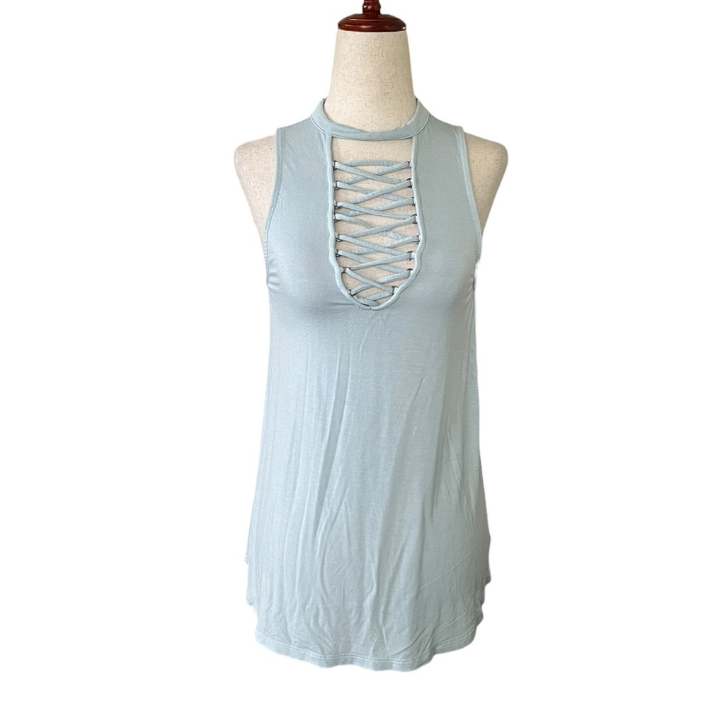 America Eagle Soft & Sexy sleeveless top with a lace-up v-neck detail